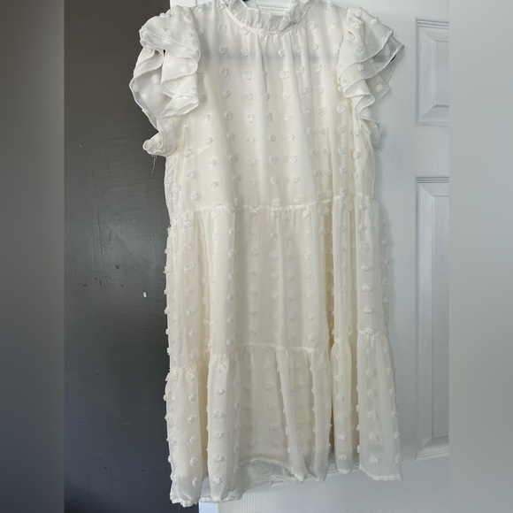 Love By Design Cream Ruffle Mini Dress - Picture 1 of 3
